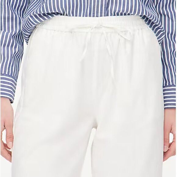 J. Crew Factory AW839 White linen blend draawstring pants NWT - Picture 2 of 11